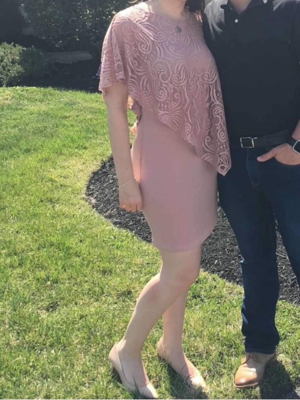 Enfocus Studio Dusty Rose Lace Overlay Dress